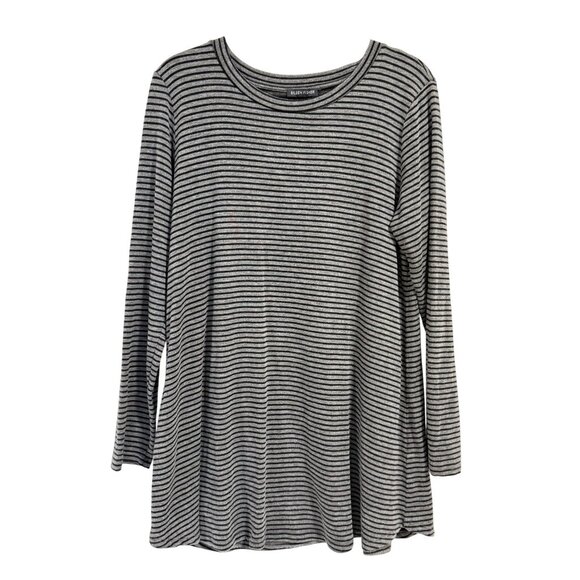 Eileen Fisher Gray and Black Stripe Tunic Top Size M - Picture 1 of 6